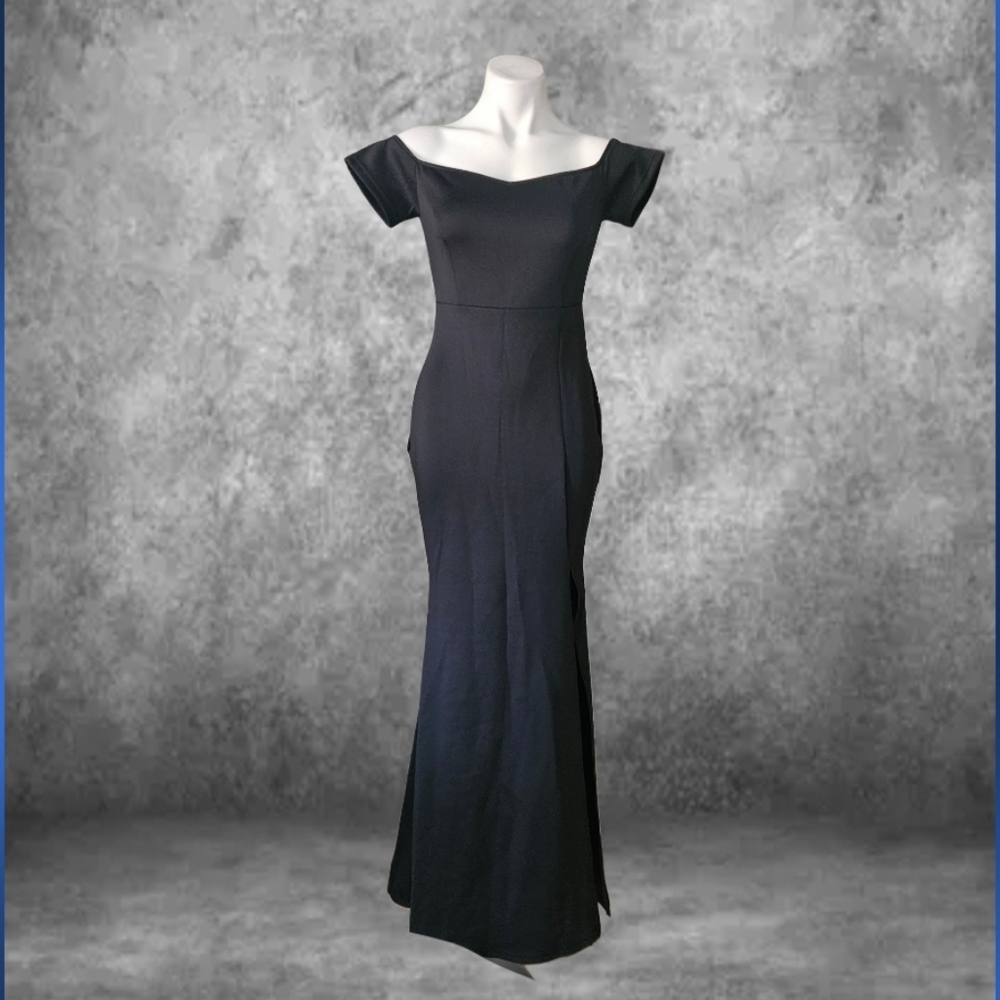 Chic Off-Shoulder Black Evening Dress